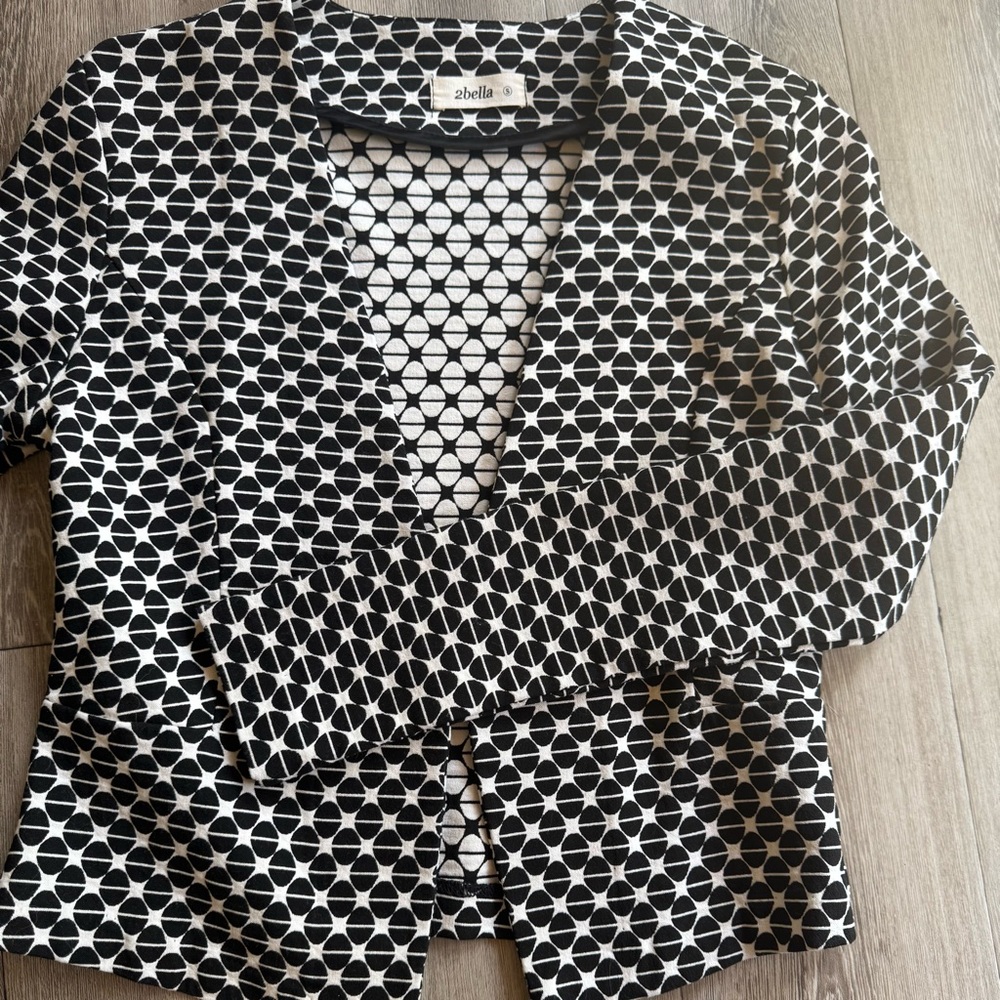 2Bella Black and White Spring Jacket Size S - Picture 5 of 12